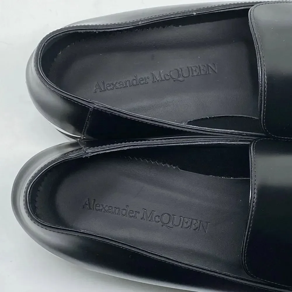 Alexander McQueen Metal Heel Leather Loafers size 43.5/us size 10.5